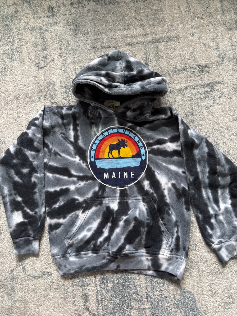 Gildan Black & Gray Tie-Dye Maine Kids Hoodie